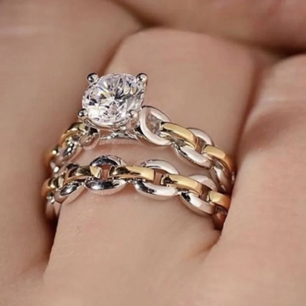 ❤️Shiny Princess Cut Diamond Lovely Wedding Couple Ring, GPMB1423